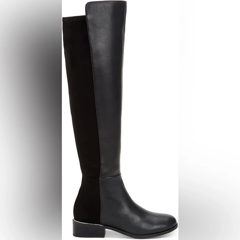 Alfani Ludlowe Almond Toe Leather Over the Knee Black Boots Sz 6.5 BNWOB